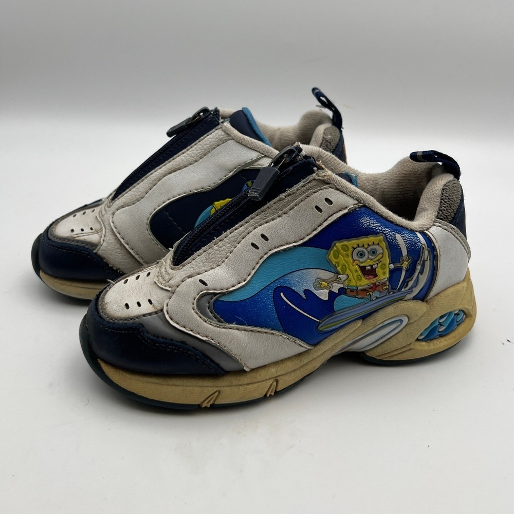 VTG SpongeBob SquarePants ShredPants Zipper Sneakers Blue White Kids 9.5